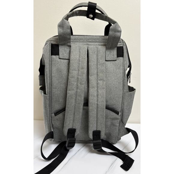 G+M Gray Backpack Tote Bag 15x15x6 Multi-Pocket Dance Travel Diaper Bag - Picture 2 of 10